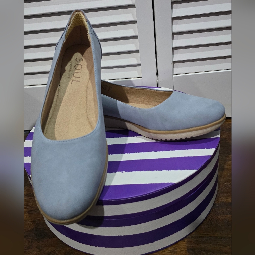 Soul Naturalizer Idea: Ballet Flat, Light Blue Suade, 9M
